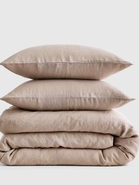 Quince European Linen Duvet Cover Set full/queen standard shams Toffee Tan